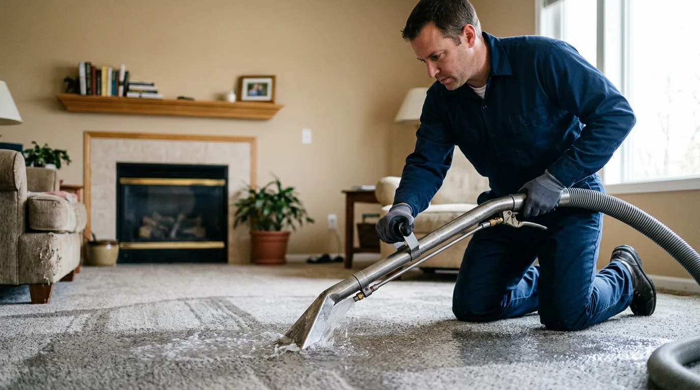 Water damage restoration technician working near Rocky Comfort, MO